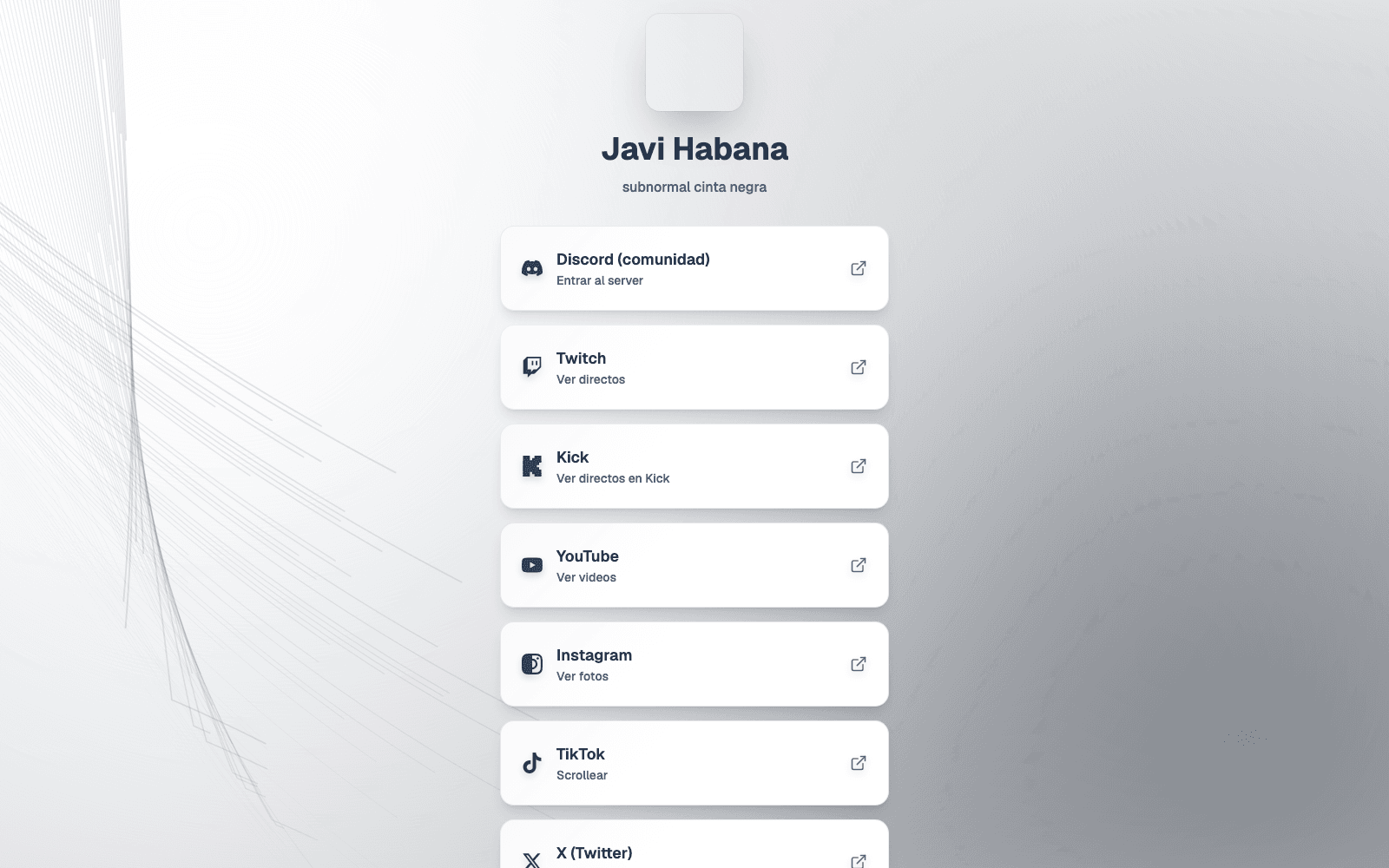 Preview del micro sitio Javi Habana Linktree