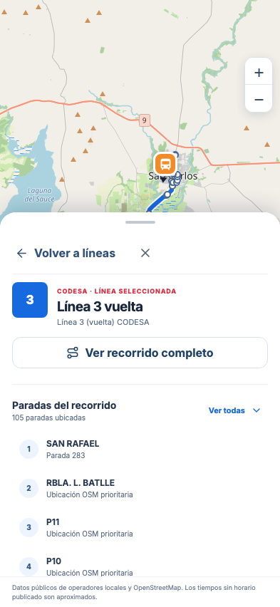 Detalle de la Línea 3 vuelta en CODESA Rutas